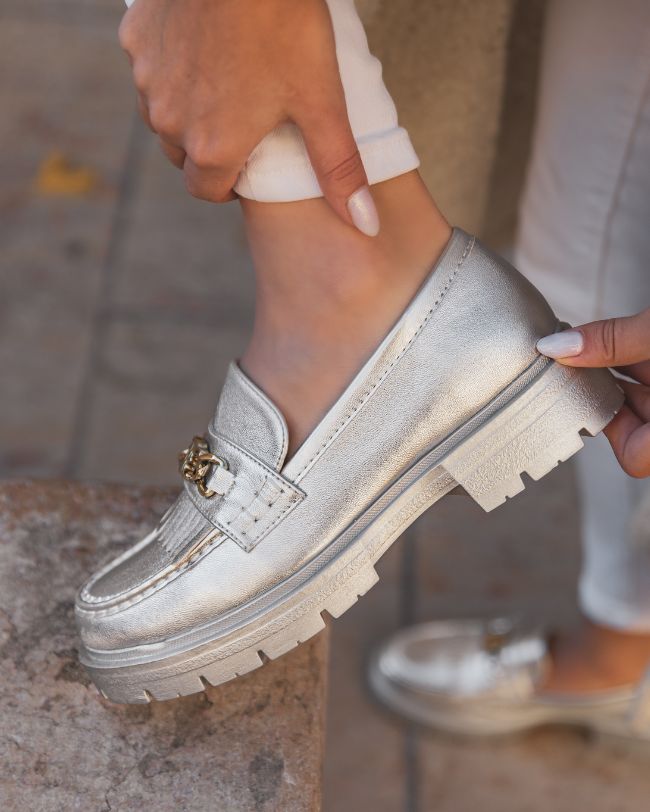 Mocassin femme argenté - Livia