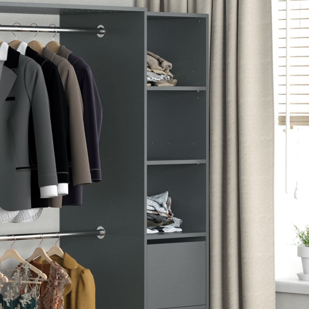 Vicco Kleiderschrank Visit Anthrazit Dielenschrank Flurgarderobe - Offen begehbar (Set XL)