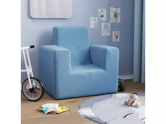 Canapé pour enfants Bleu Peluche douce