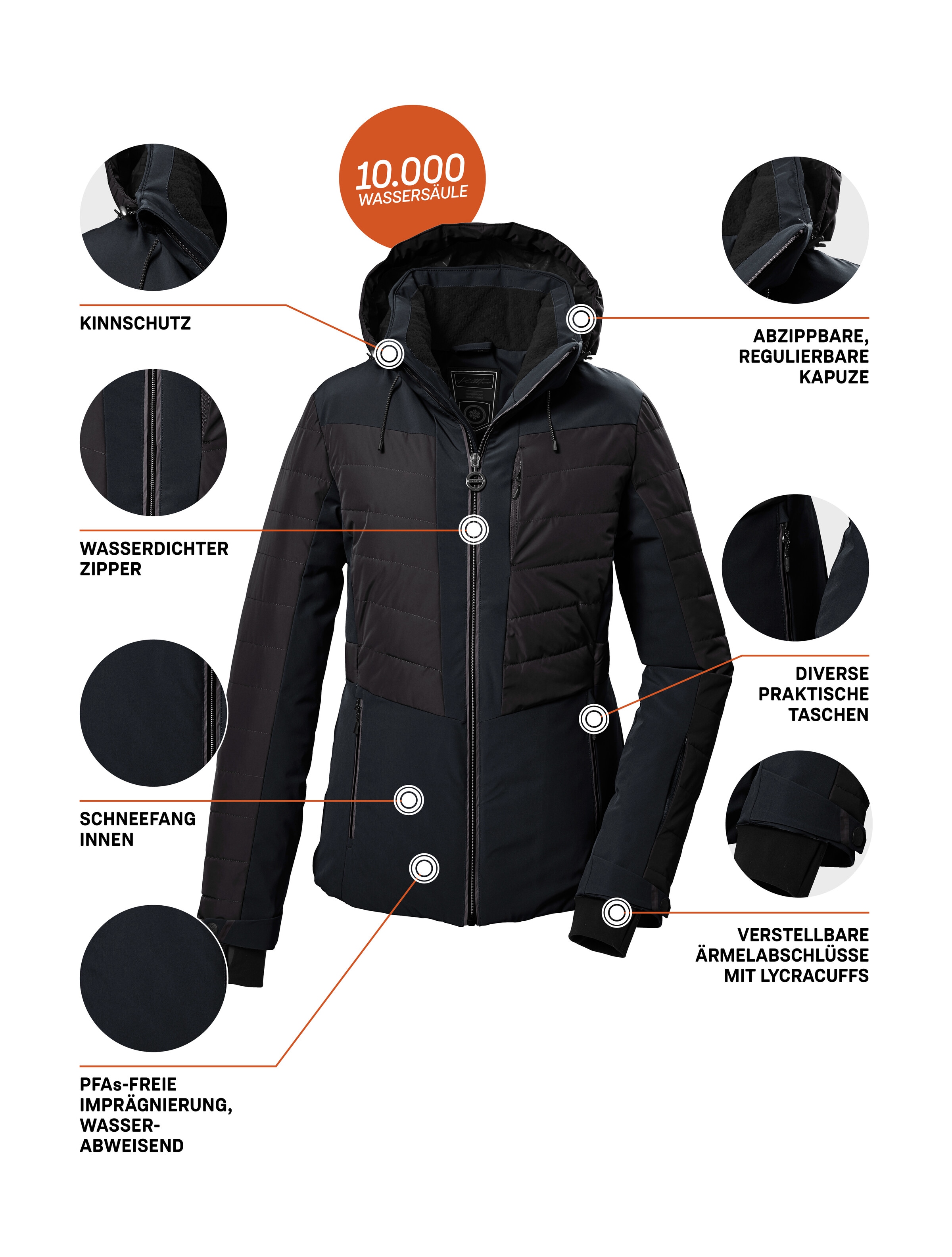 Killtec Skijacke »KSW 309 WMN SKI QLTD JCKT« Atmungsaktive Skijacke, wasserabweisend durch verschweisste Nähte