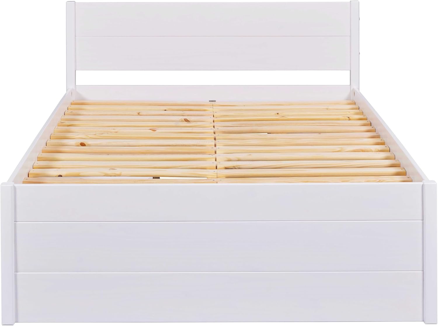 Inter Link - Bett mit Schubladen - Doppelbett 180x200 cm – Kojenbett mit Stauraum – Kiefer massivholz – 4 Schubladen und 2 Schubkasten – Inkl Lattenrost – Weiß lackiert – Efetivo 180x200cm
