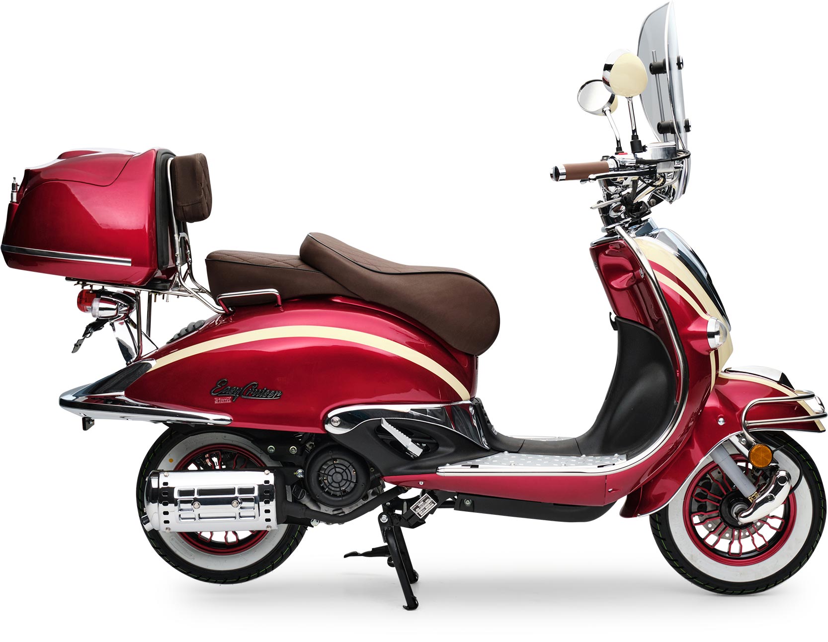 Motorroller Retro EasyCruiser Artemis Rot Beige 125ccm Scooter Kraftradtrad