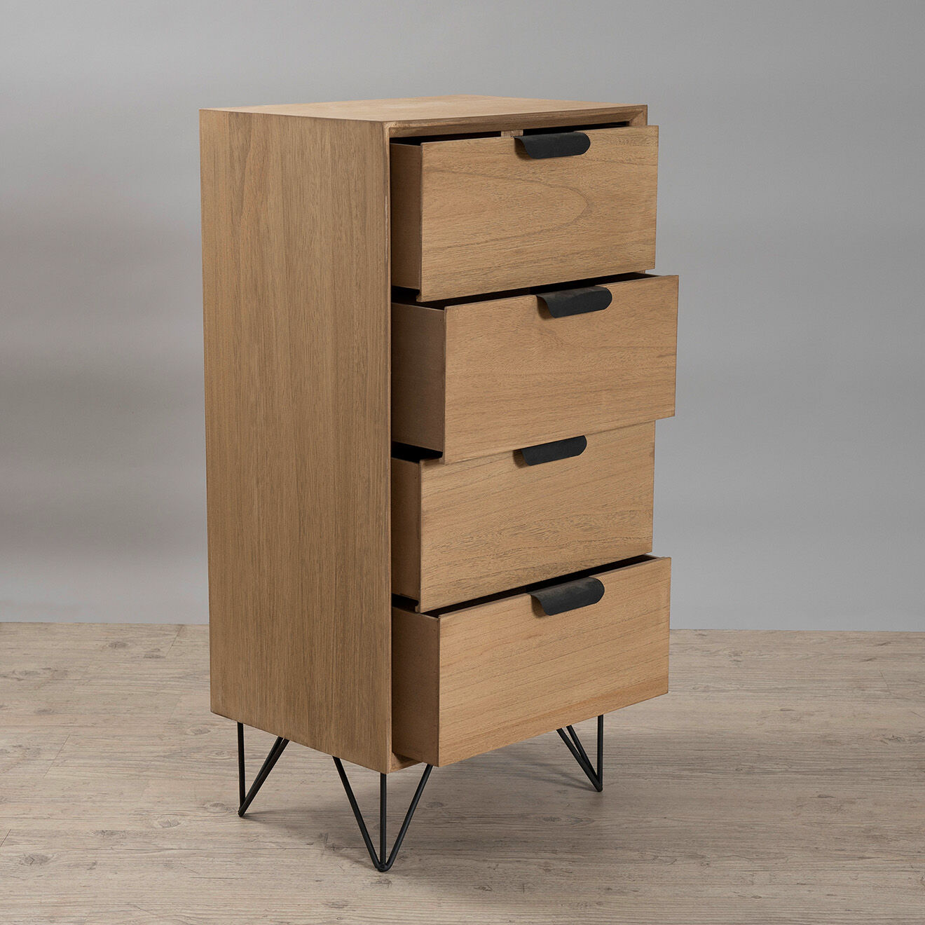 Macabane Chiffonier 4 tiroirs Margaux marron - 48x34.5x96 cm