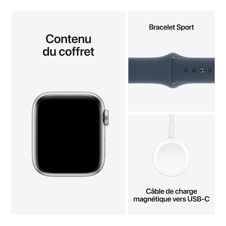 Apple Watch SE GPS + Cellular (2023) (Argent - Bracelet Sport Band Bleu) - 40 mm - Taille S/M