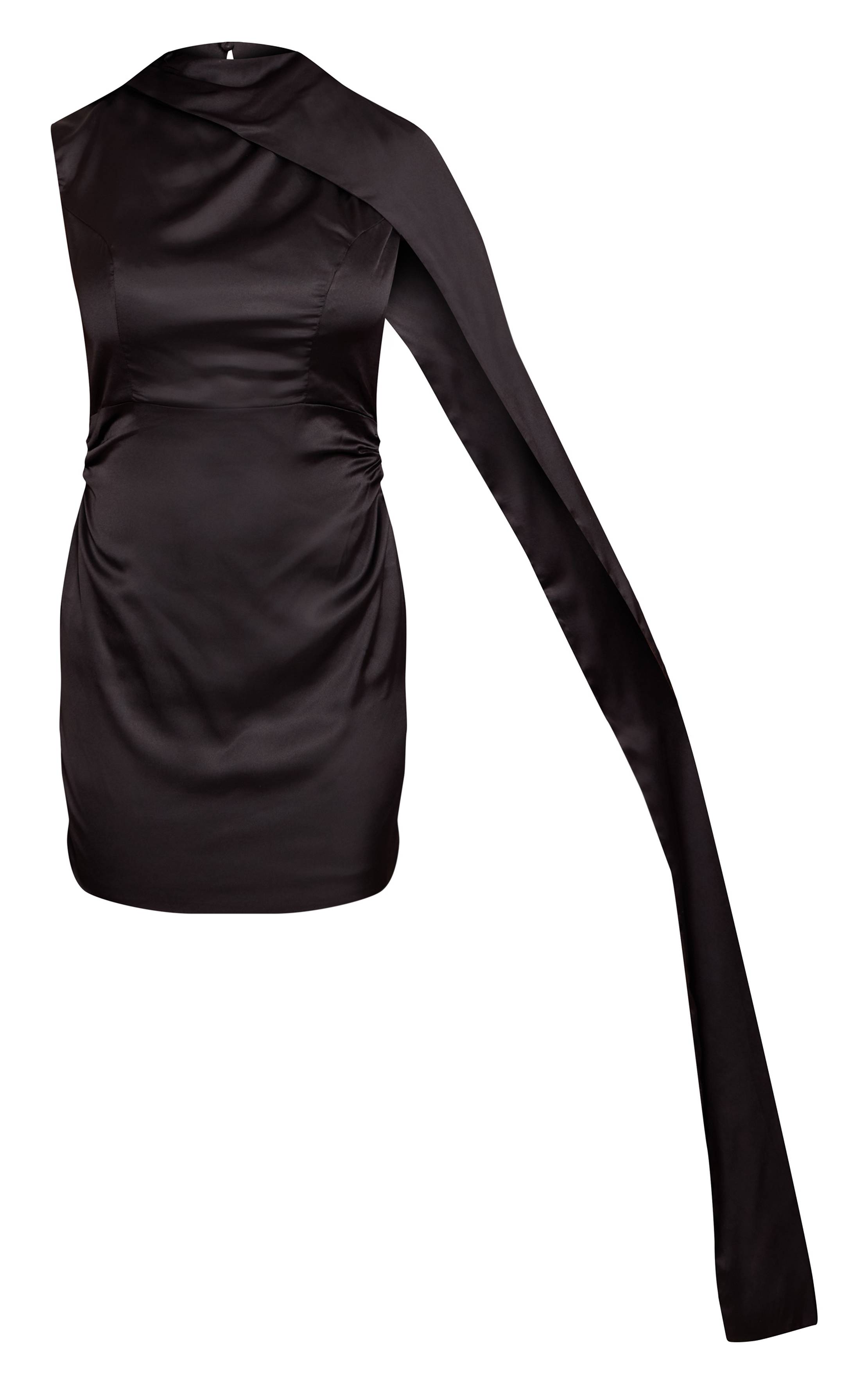 Noir Robe Moulante Mini À Imprimé Zèbre Avec Détail Drapé