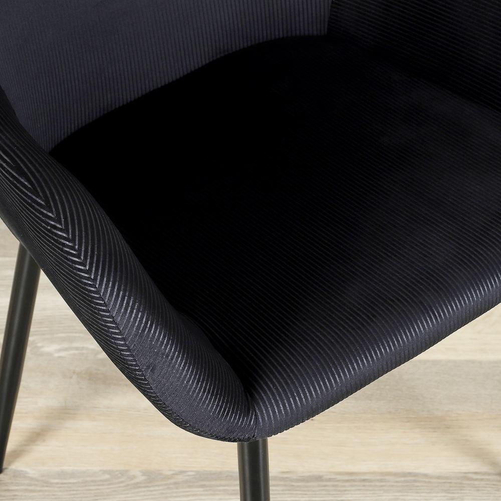 FAUTEUIL GIULIA NOIR VELOURS COTELE