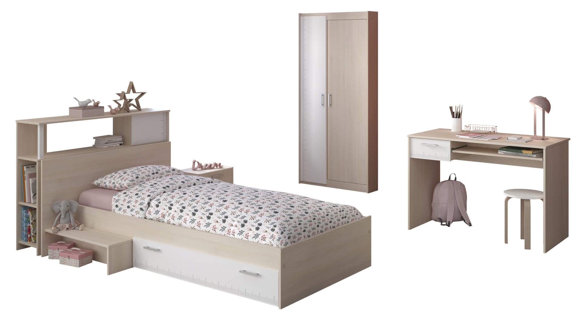 Parisot Kinderzimmer CHARLY 15 weiß/braun 5-teilig