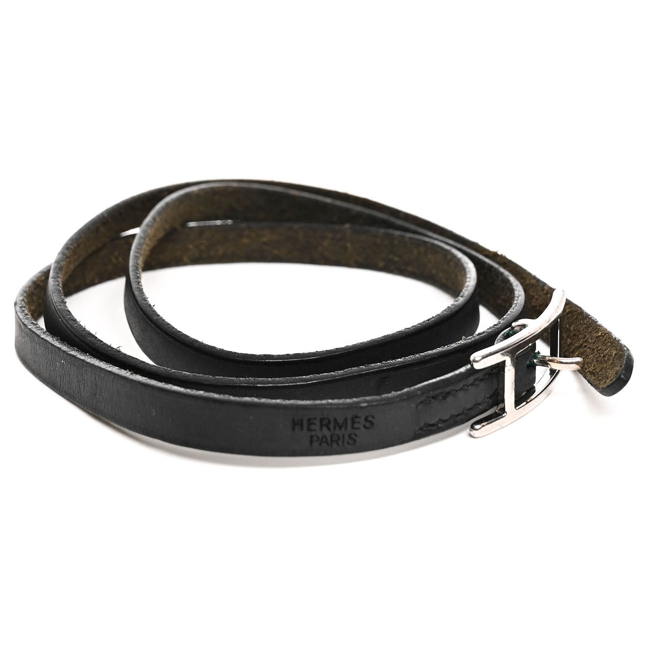 Hermès Bracelet en Cuir Behapi Triple Tour T.2 noir - Très bon état