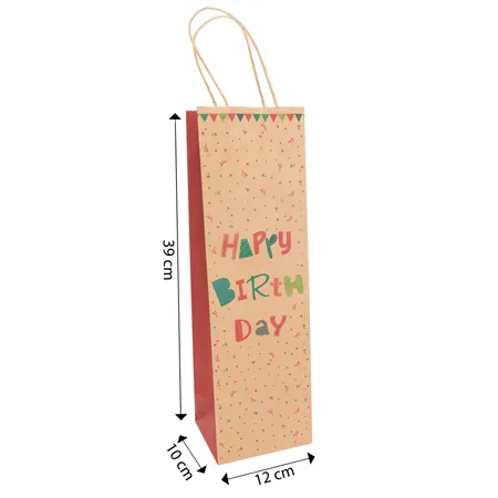 Idena Flaschentasche zum Geburtstag 12x39x10cm FSC-Rec.