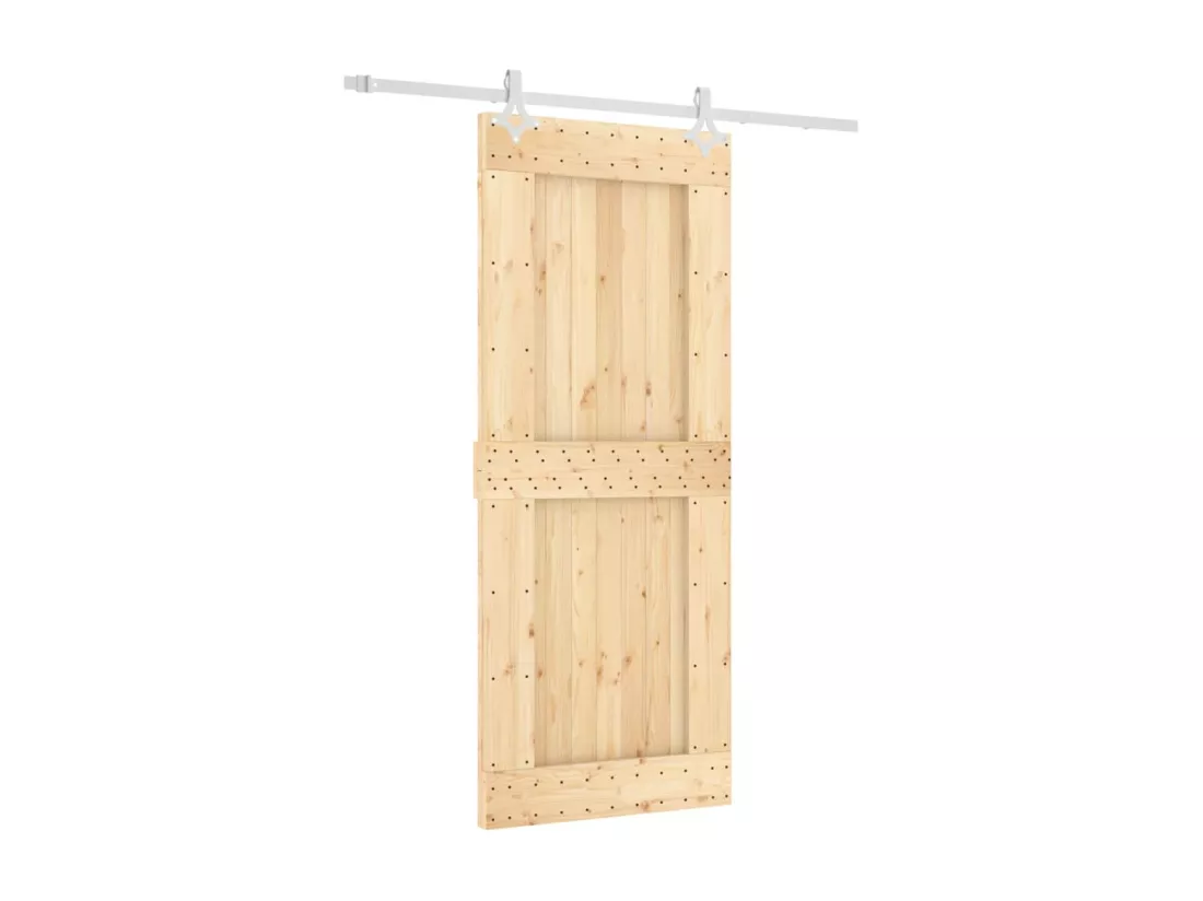 Porte coulissante et kit de quincaillerie 85x210 cm pin massif