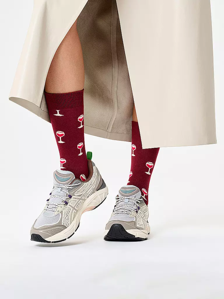 HAPPY SOCKS Damen Socken GLASS OF WINE 36-40 dark red dunkelrot