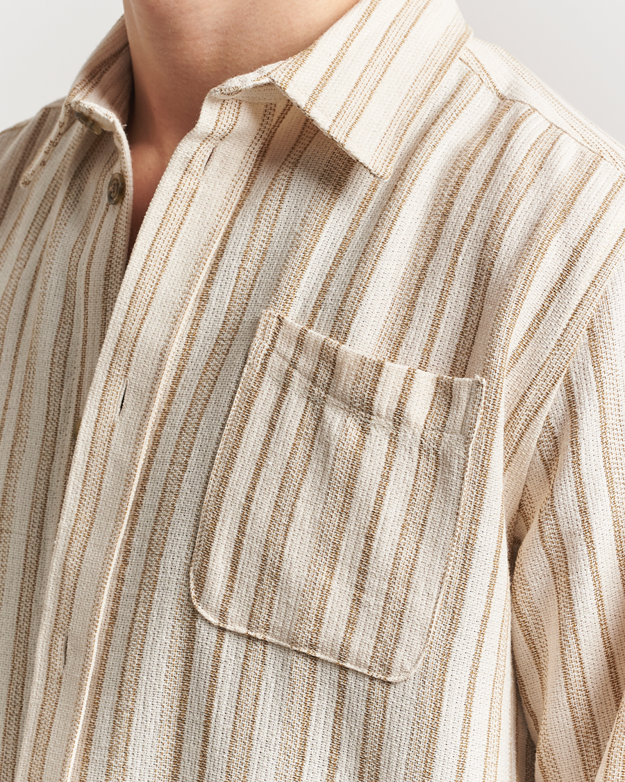 Les Deux Shane Stripe Cotton Overshirt Ivory