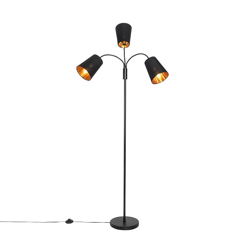 Moderne vloerlamp zwart 3-lichts - Carmen