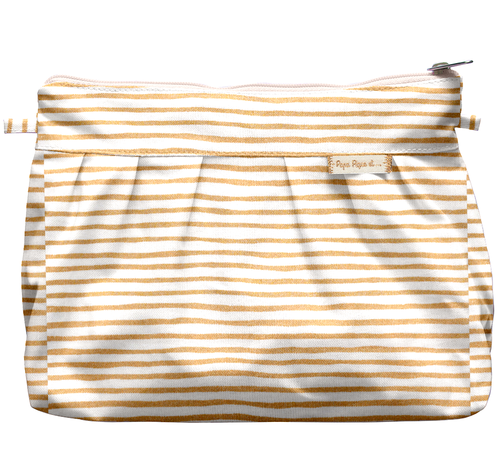 Pochette Plissée Rayé Or Blanc