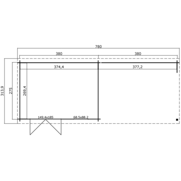 Tuinhuis Joy 760x275cm blank