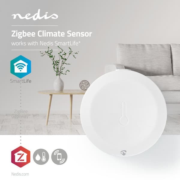 SmartLife Klimasensor | Zigbee 3.0 | Batteri drevet | Android™ / IOS | Hvit