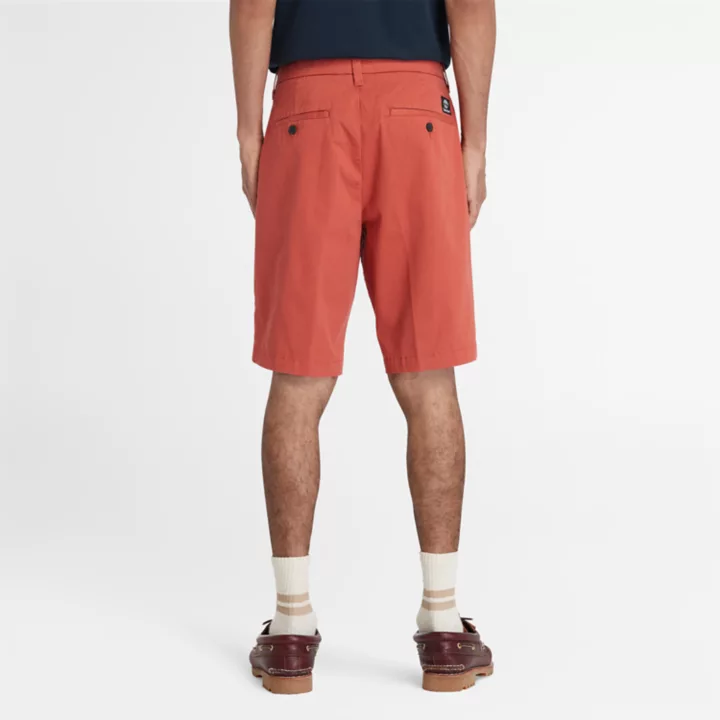 Short chino en sergé extensible pour homme en rouge