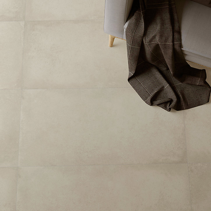 Carrelage sol Kontainer aspect pierre calcaire 120 x 60 cm gris clair GoodHome
