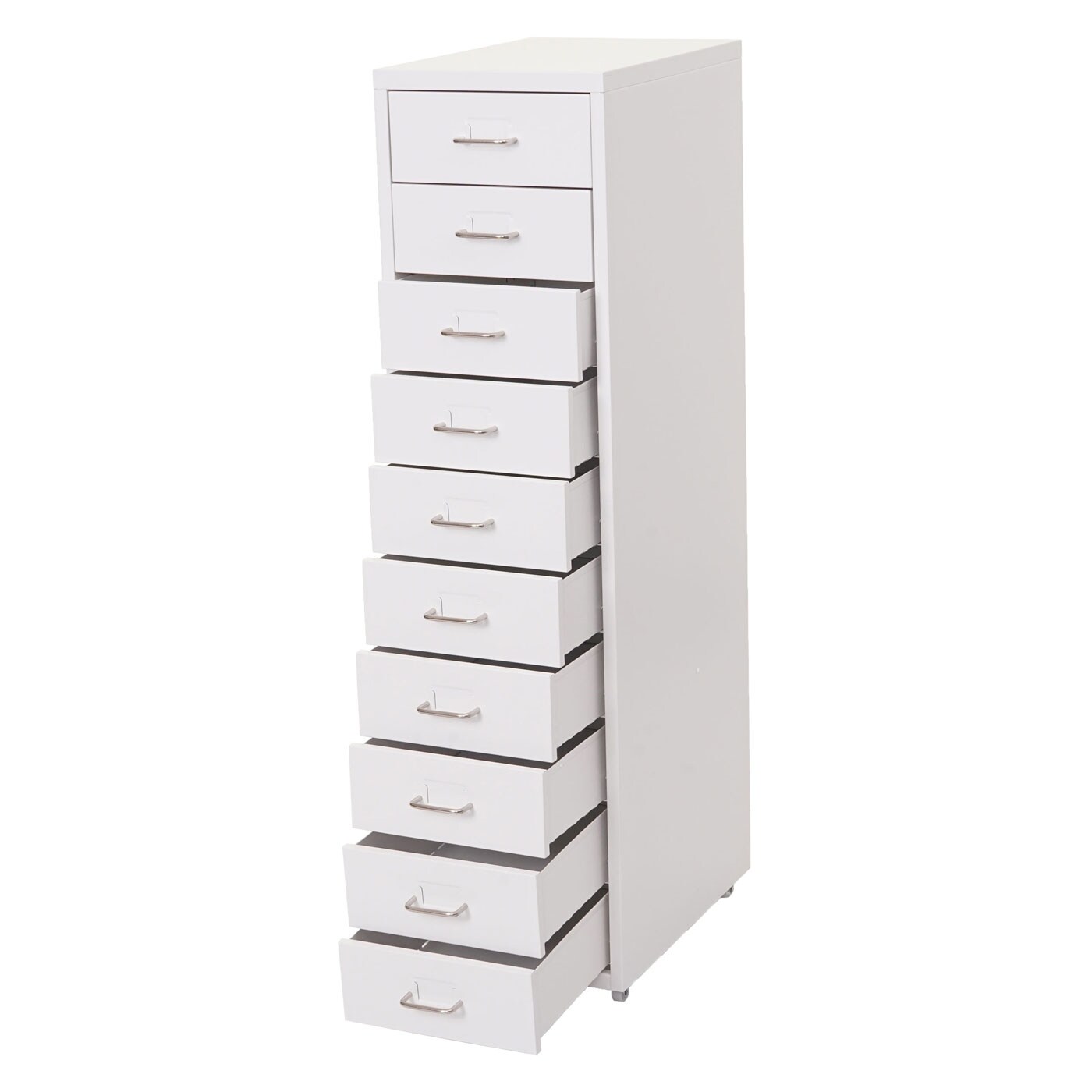 Rollcontainer Preston T851, Schubladenschrank Stahlschrank, 110x28x41cm 10 Schubladen ~ weiß