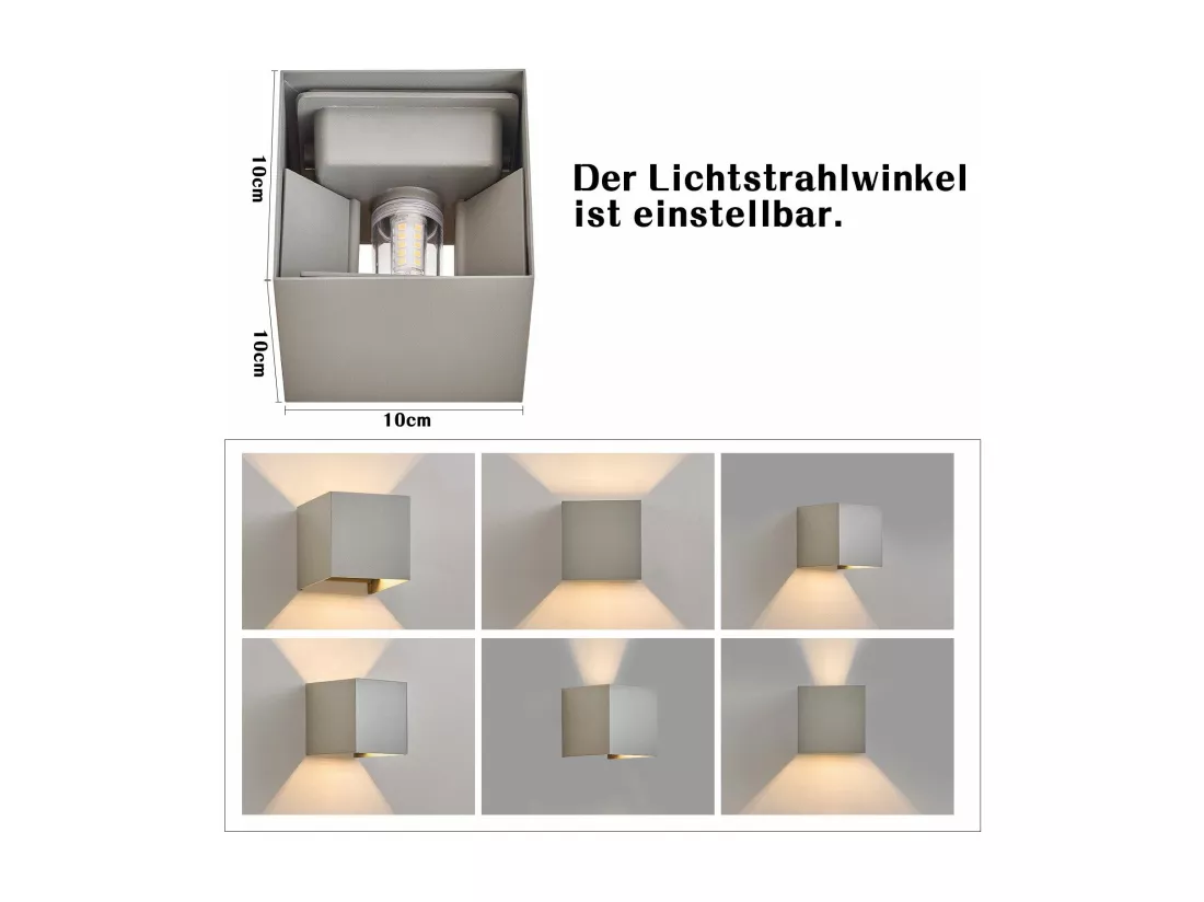 NETTLIFE Set de 4 Lampes Murales LED Ext, Blanc Chaud IP65, Anthracite, pour Maison, Cage d’Escalier
