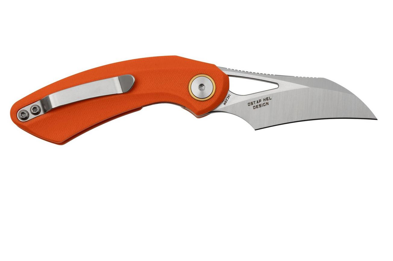 Bestech Bihai Stonewashed Satin, Orange G10 BG53B-1 zakmes, Ostap Hel design