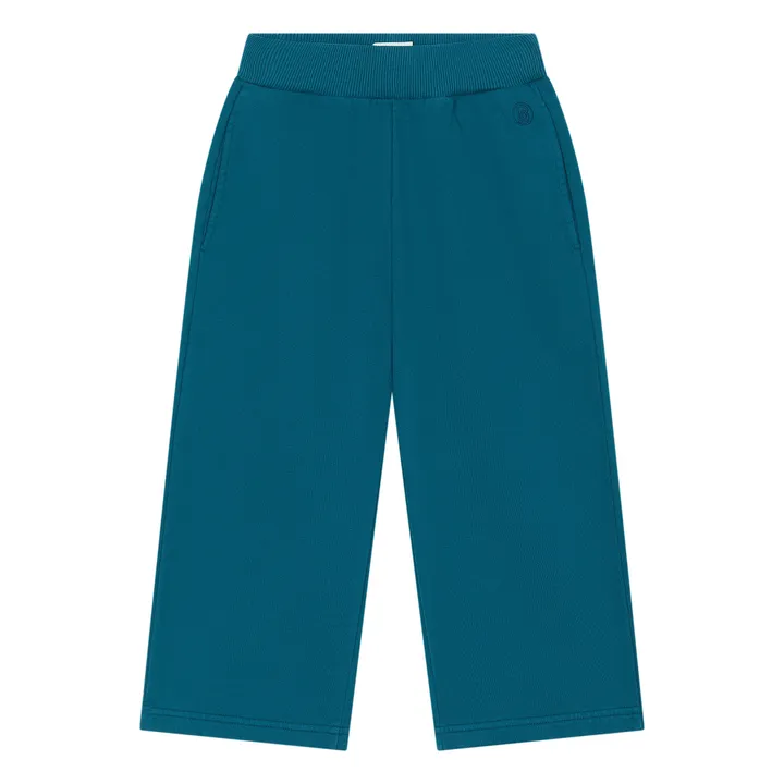 SMALLABLE BASICS Jogger Fille Droit Molleton Bio | Vert canard