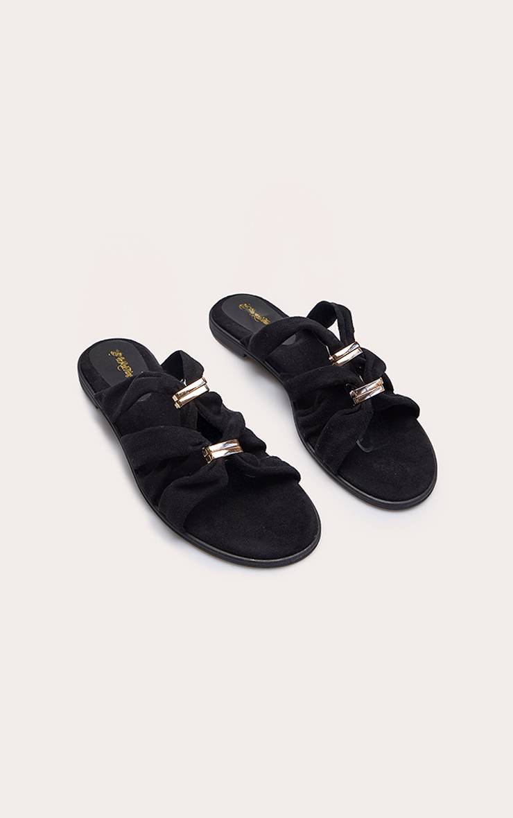 Noir Sandales Mules À Brides Multiples En Synthétique Coupe Large