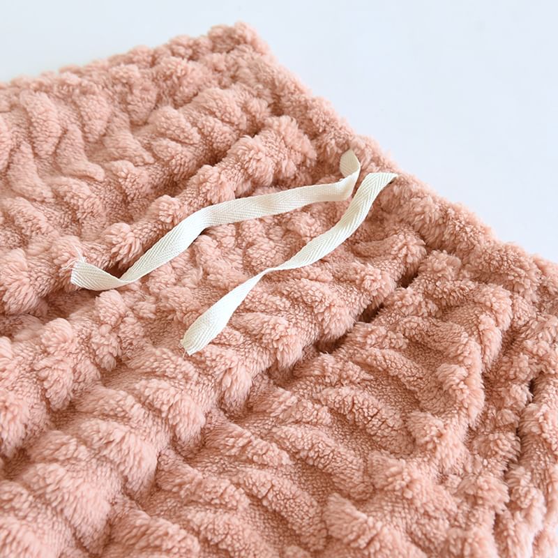 MelMount - Trekkoord taille tweekleurige koraal fleece rechte pijp pyjamabroek