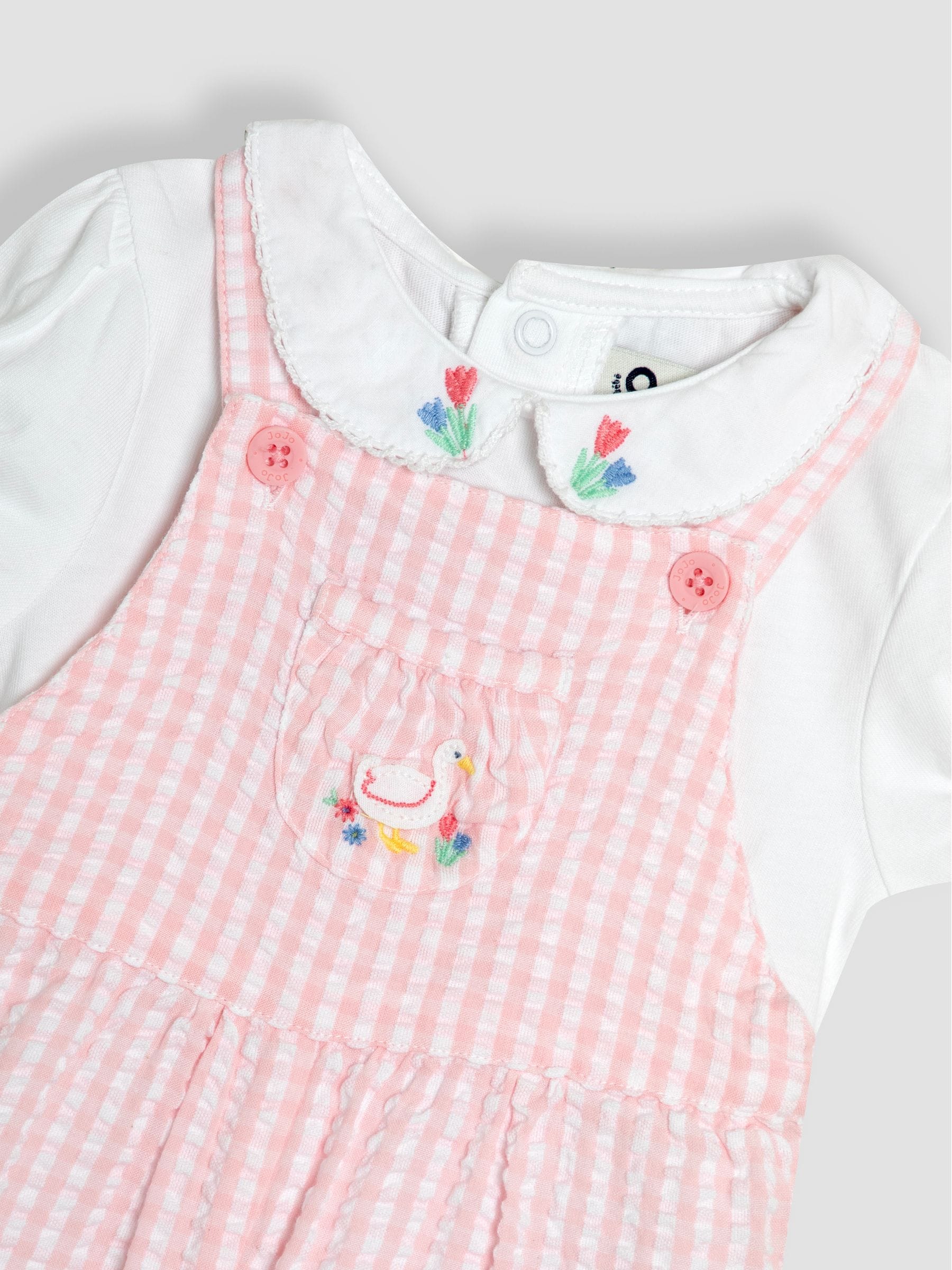 JoJo Maman Bébé Embroidered Dungarees & Body Set 2 Piece