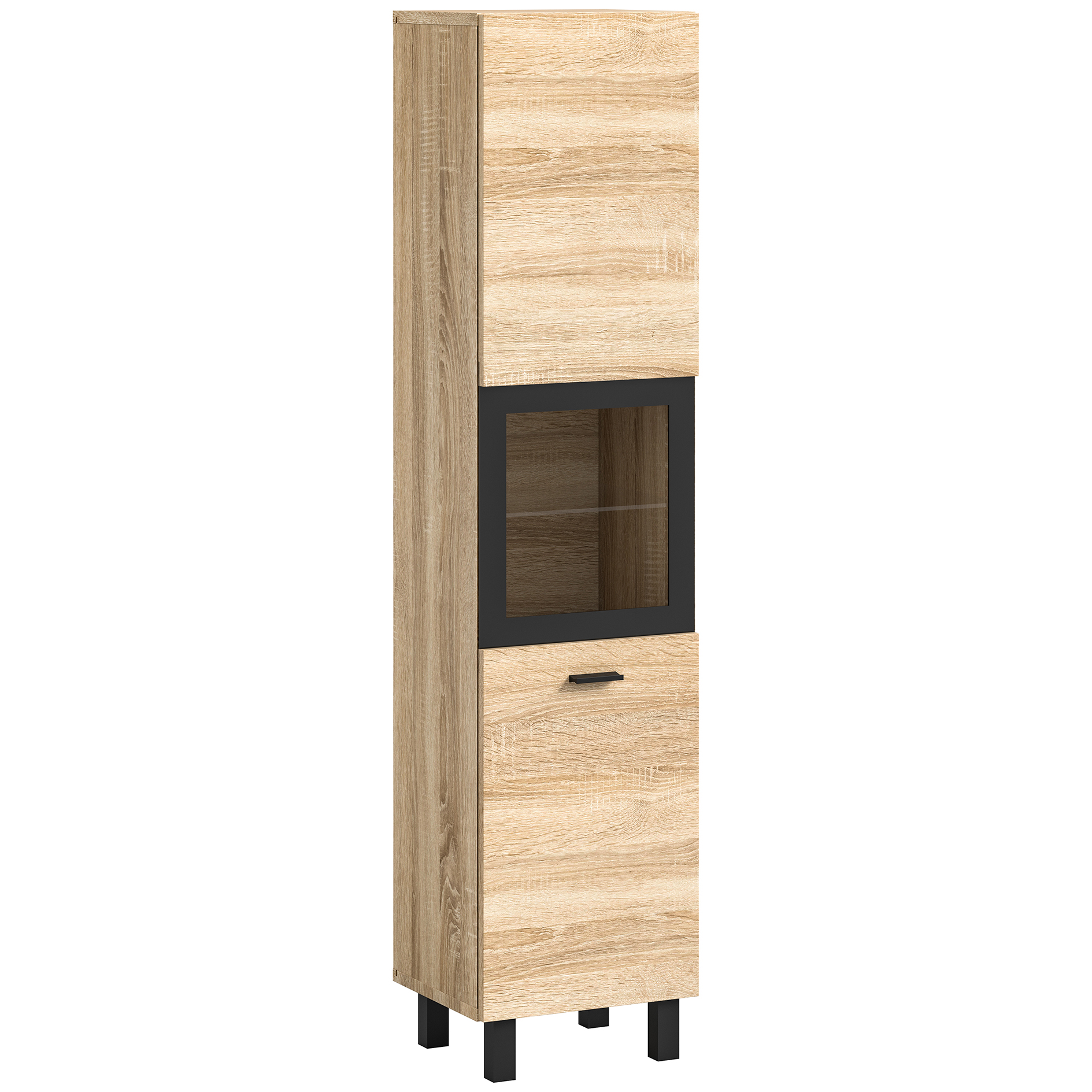 Badschrank BOSTON Sonoma Eiche-schwarz - 30 cm
