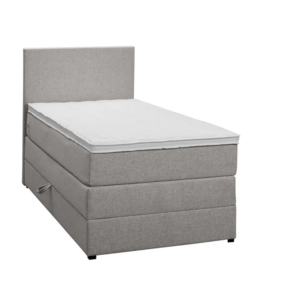 Boxspring met opbergruimte Liv egaal - lichtgrijs - 90x200 cm