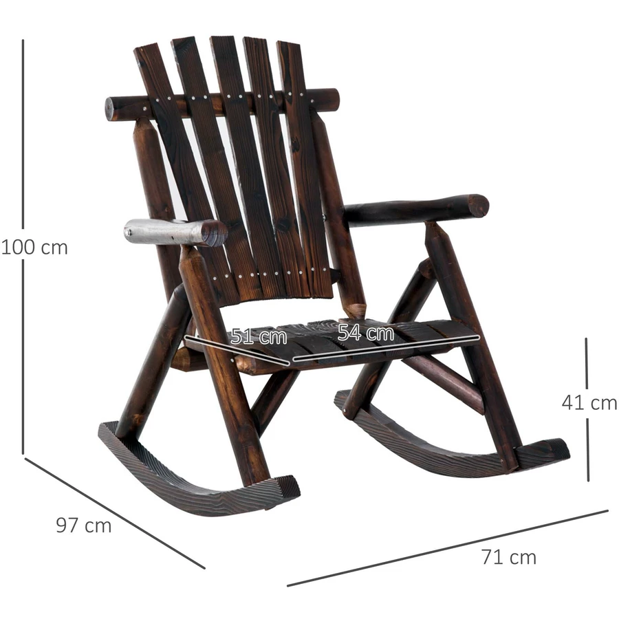 Outsunny Schaukelstuhl mit Armlehne dunkelbraun