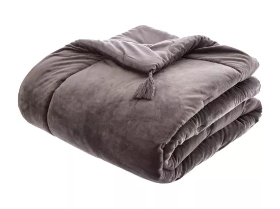 Edredon couverture en Velours Gris 80 x 180 cm
