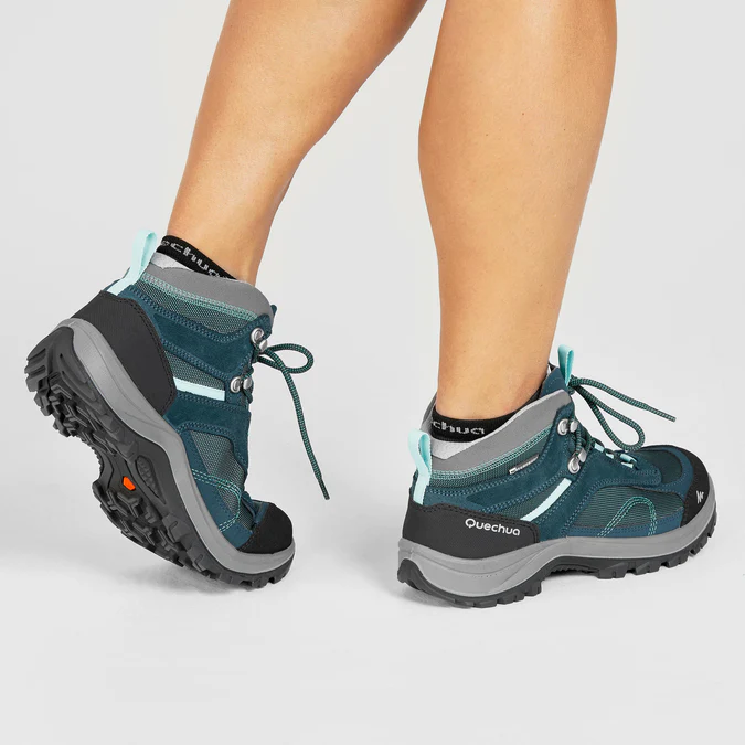 Decathlon Quechua - Botas de caminhada impermeáveis de cano médio Quechua MH100 para mulheres