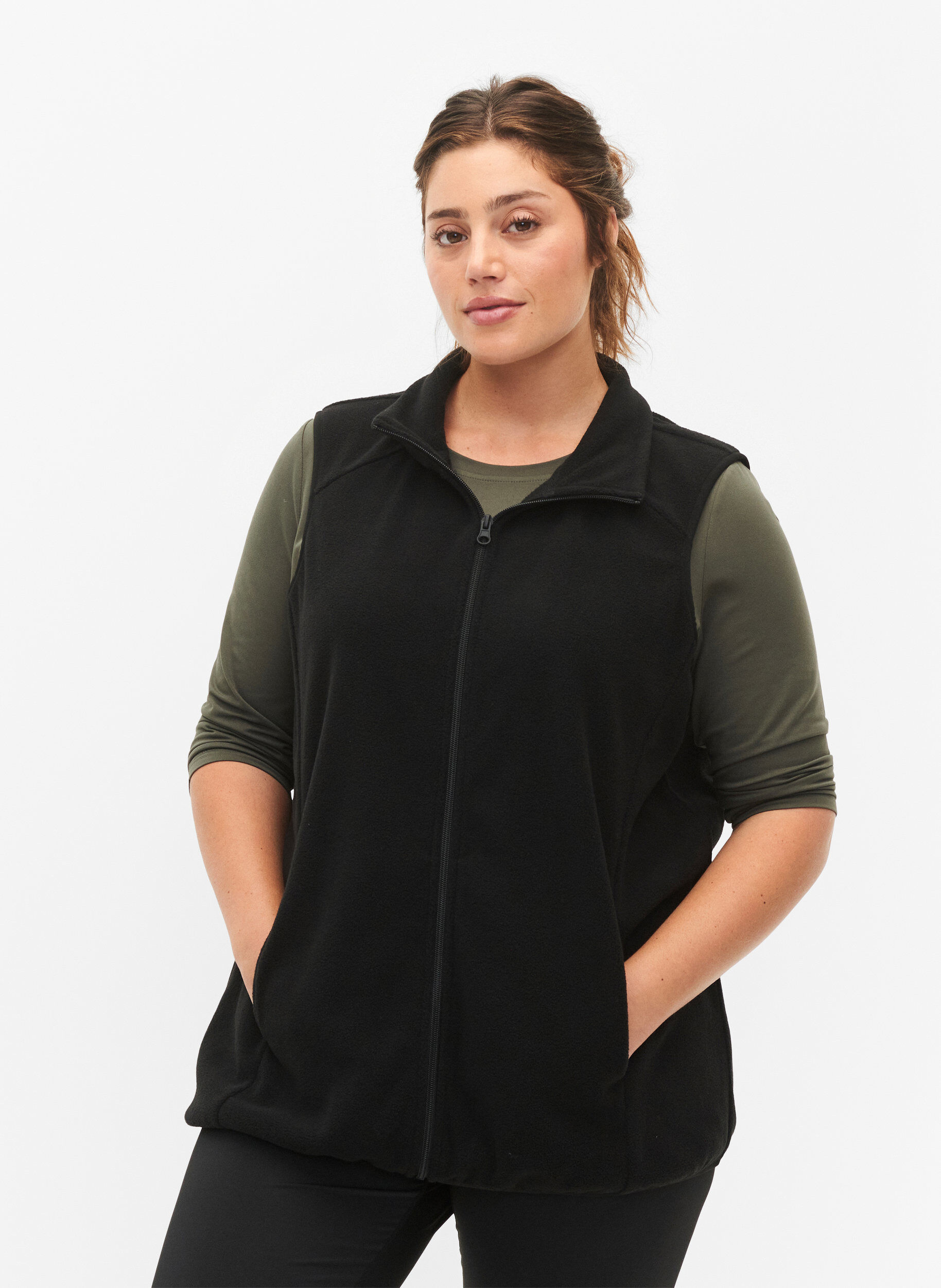 Fleece vest med lommer