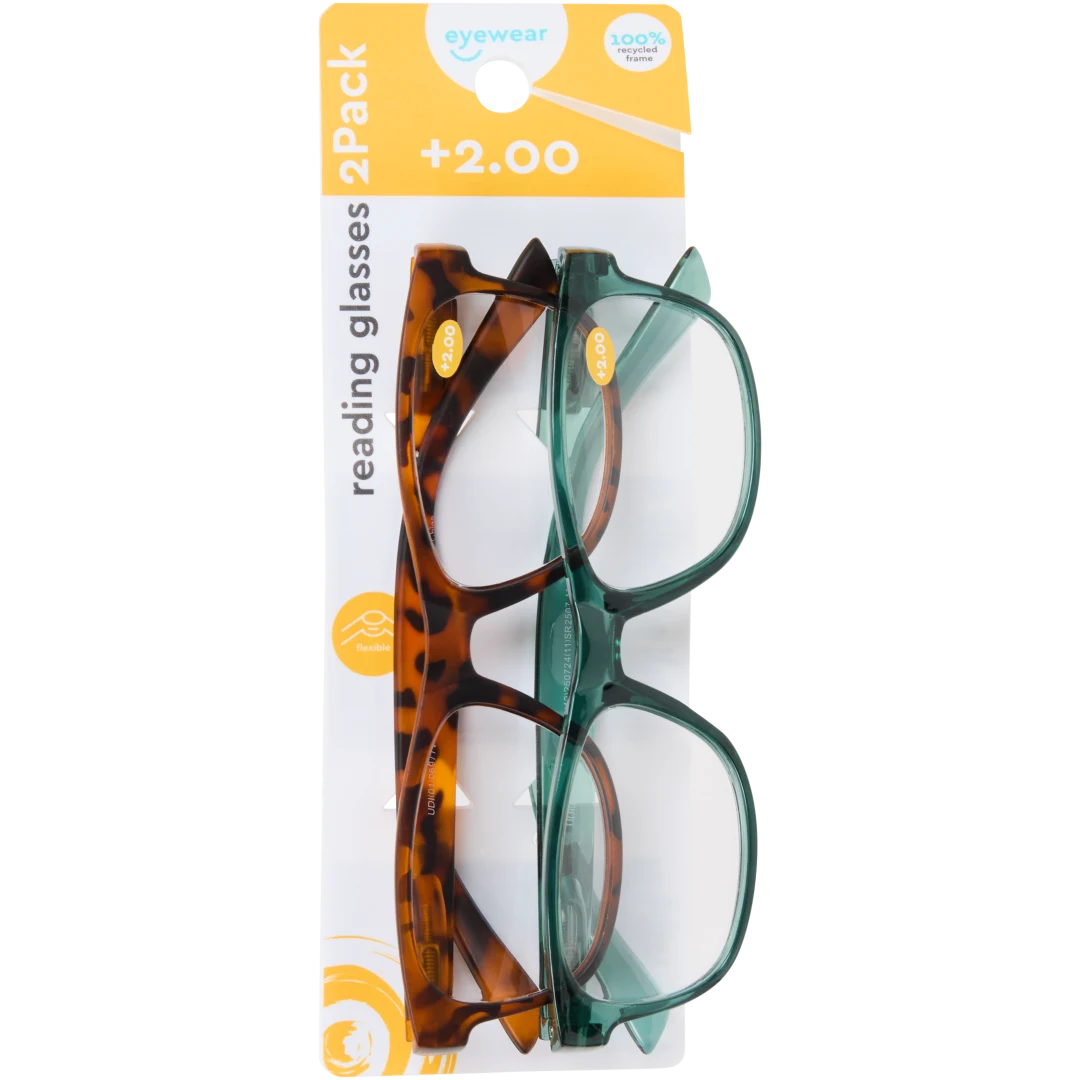 Leesbrillen +2 | 2 stuks | diverse kleuren