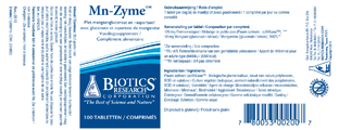 Biotics Mn-Zyme Tabletten 100TB