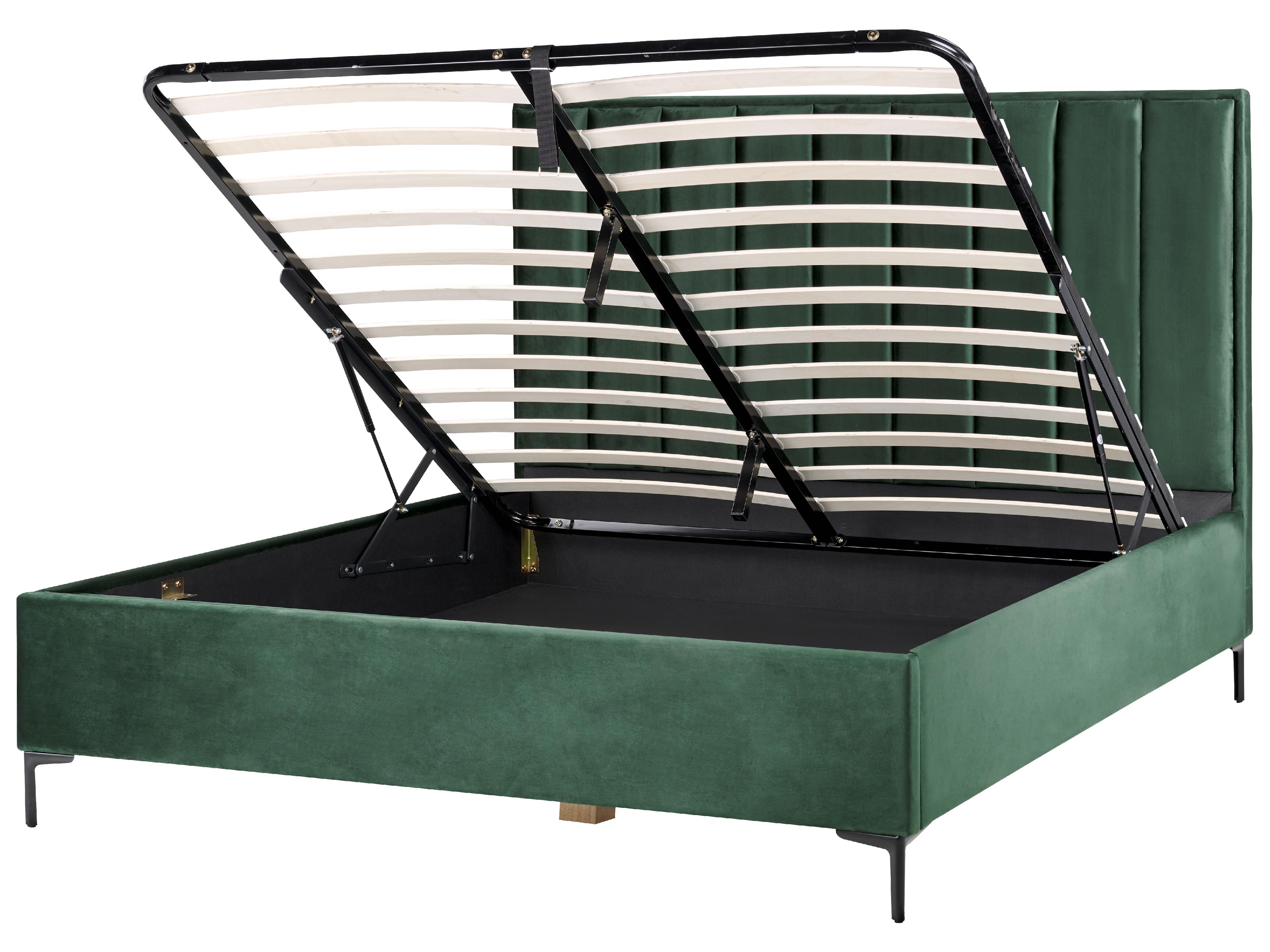 Bed met opbergruimte Fluweel SEZANNE 180 x 200 cm Donkergroen