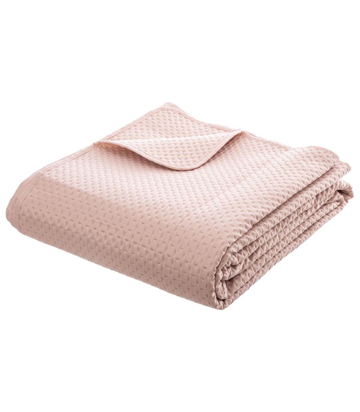 DESSUS DE LIT ET 2 TAIES DOLCE ROSE POUDRE 260X240CM