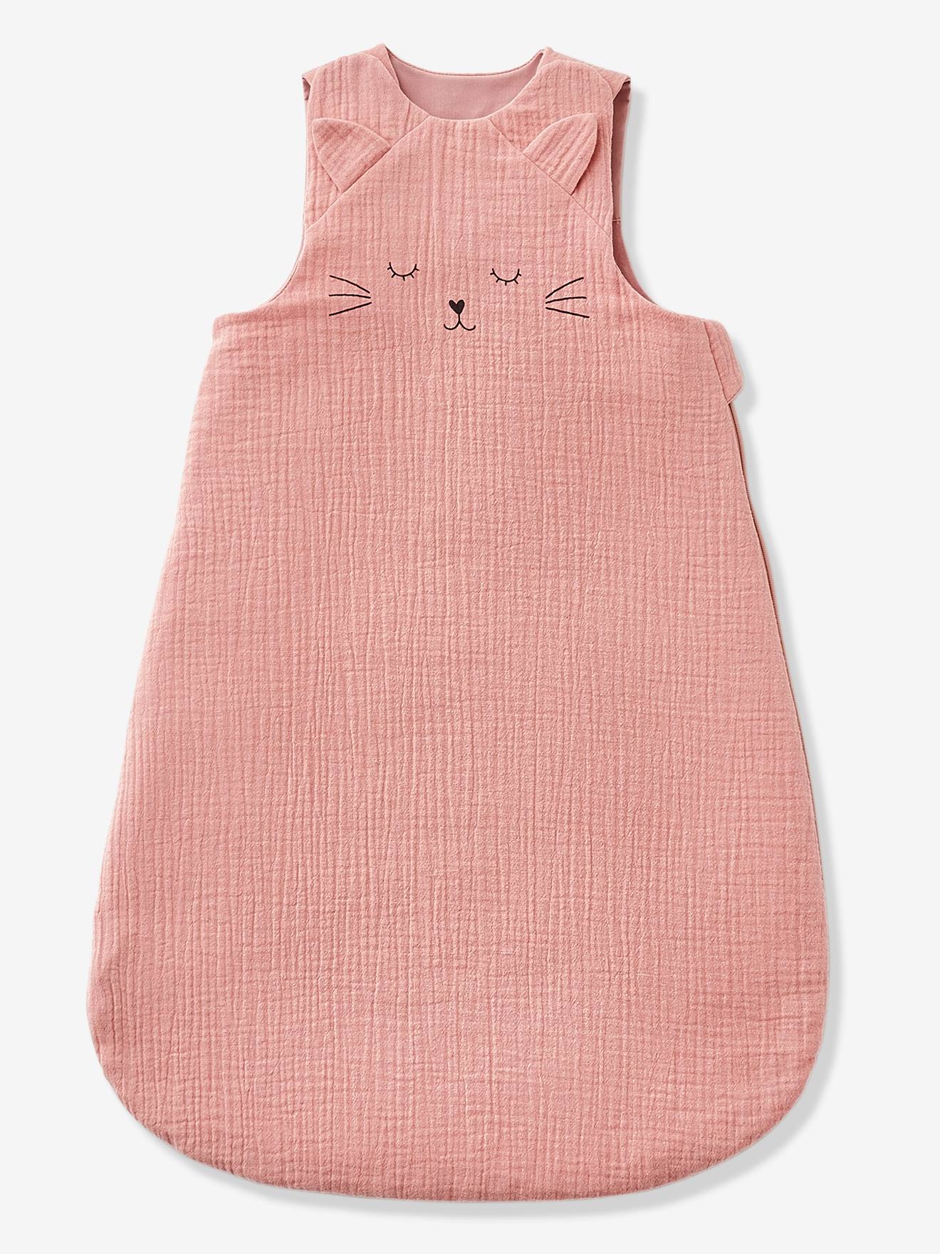 Bolsa especial de verão em chiffon de algodão orgânico* Lindo gatinho rosa liso tamanho médio com estampas