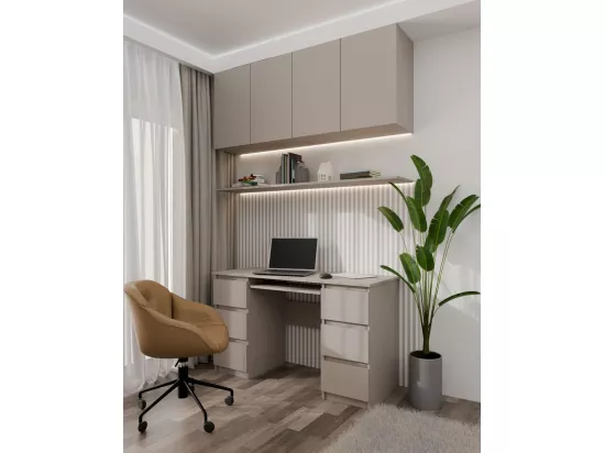 BARI - Bureau informatique - Bureau d'ordinateur - Travail Gaming Office - 6 Tiroirs - Support clavier coulissant - Meuble bureau - Gris