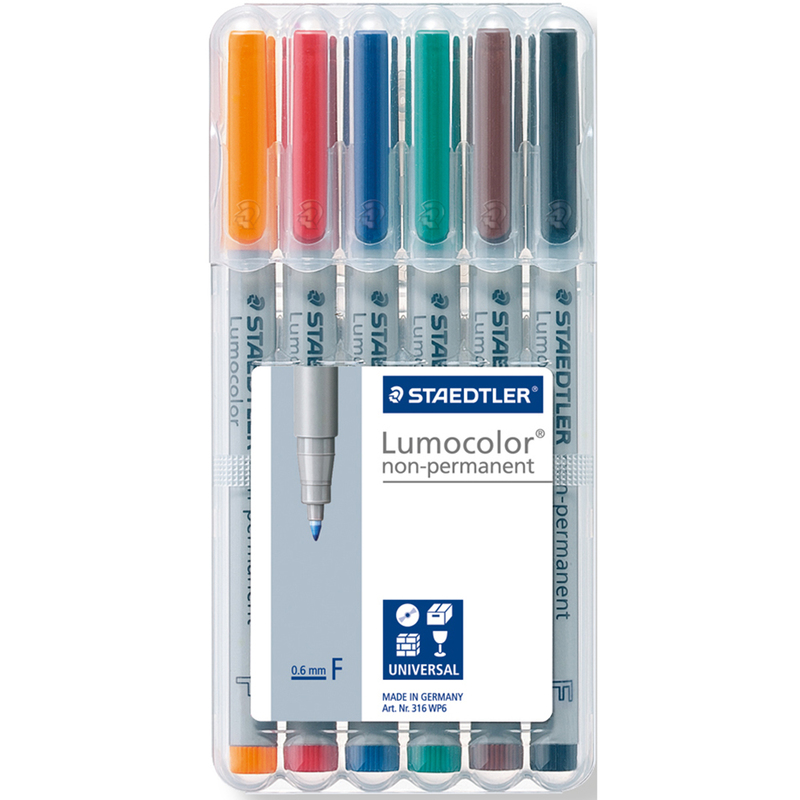 Staedtler Folienschreiber Lumocolor non-permanent F, 6er Etui, assortiert