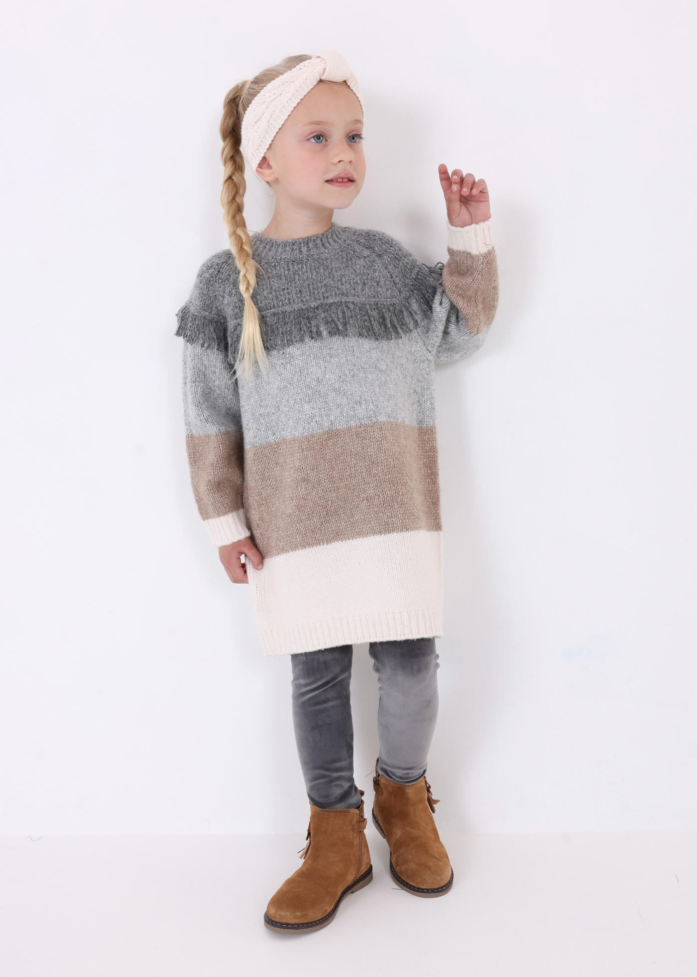 Vestido infantil de malha de poliéster reciclado