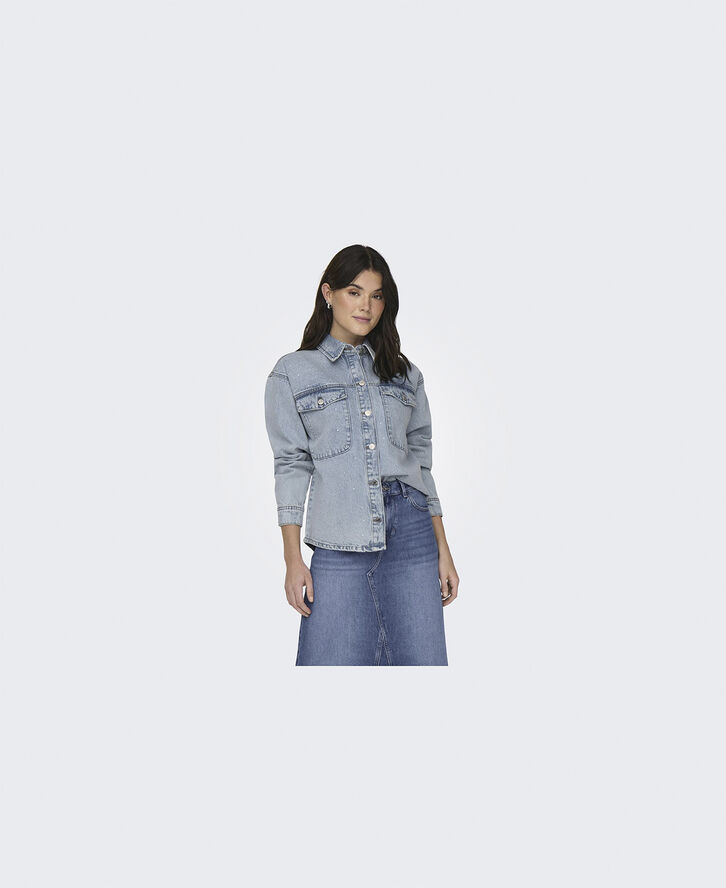 ONLY ONLMERCURY LS OVS RHINEST DNM JACKE Light blue denim