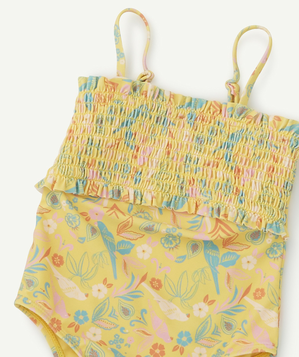 LE MAILLOT DE BAIN 1 PIÈCE JAUNE FLEURI EN FIBRES RECYCLÉES