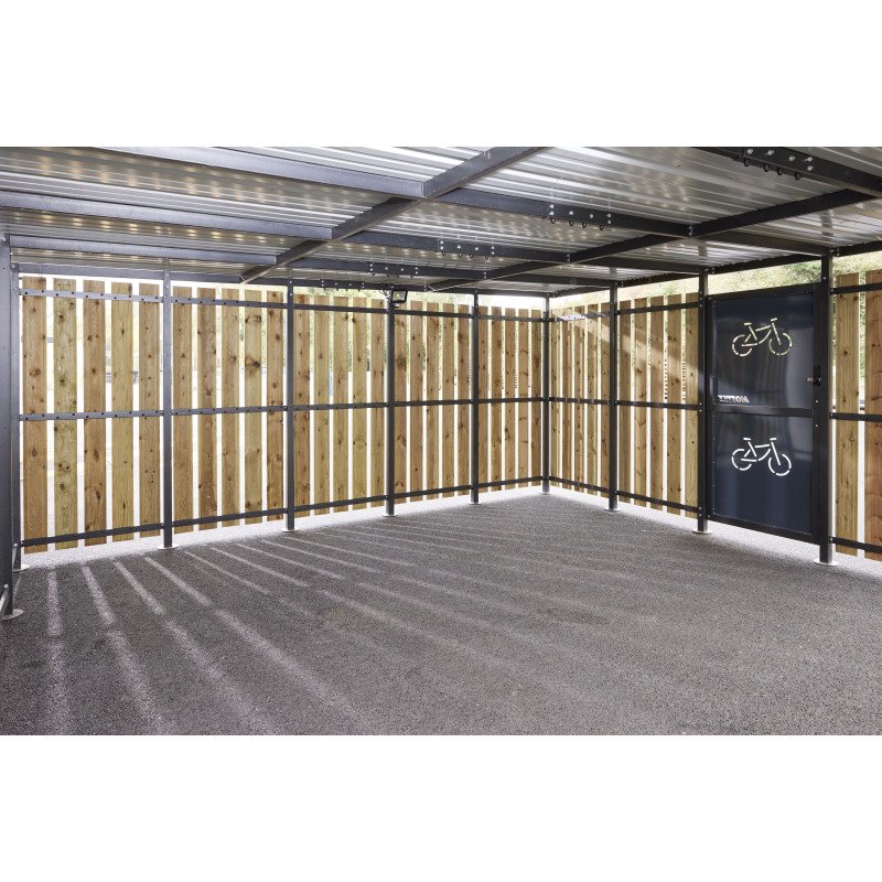 Abri vélo sécurisé Modèle 5x5m Décor Tôle et bois