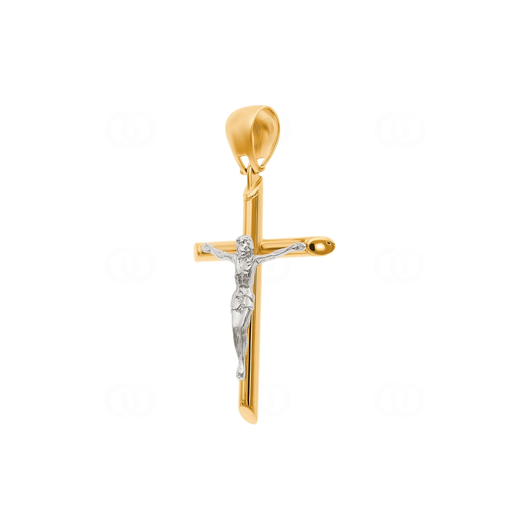 Anhänger 750/18 K Gelbgold Kreuz mit Jesus 49 x 28 mm