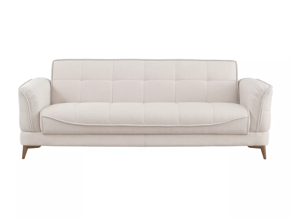 Canapé 3 places convertible clic-clac en tissu beige PODIDA