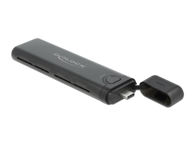 Delock Externes Gehäuse USB-C, NVME&SATA M.2, bootfähig, 10 Delock Externes USB Type-C Combo Gehäuse für M.2 NVMe PCIe oder SATA SSD – werkzeugfrei