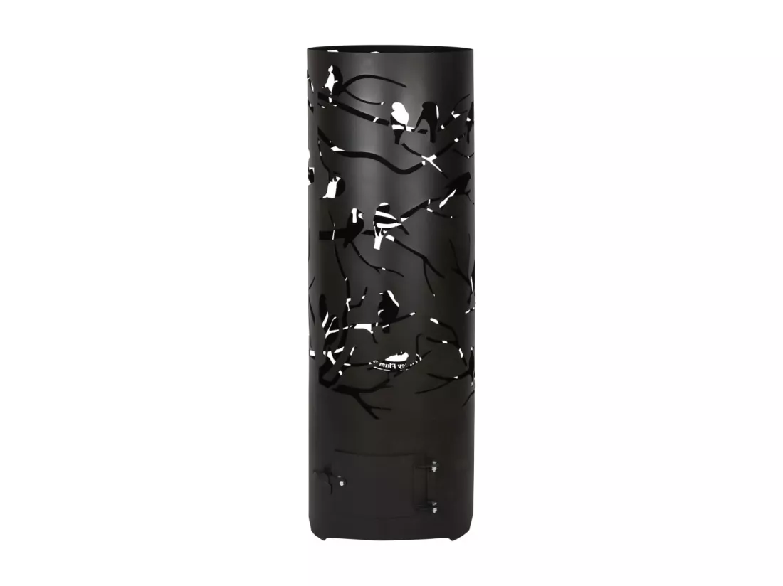 Brasero cylindre découpe laser 39 x 117 cm Découpe oiseaux